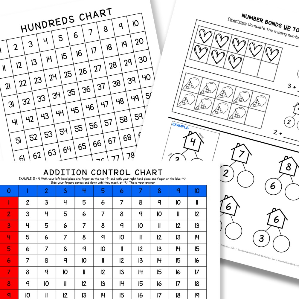 Little Bud Kids' Free Resource Downloads - Hundreds Chart, Addition Control Chart