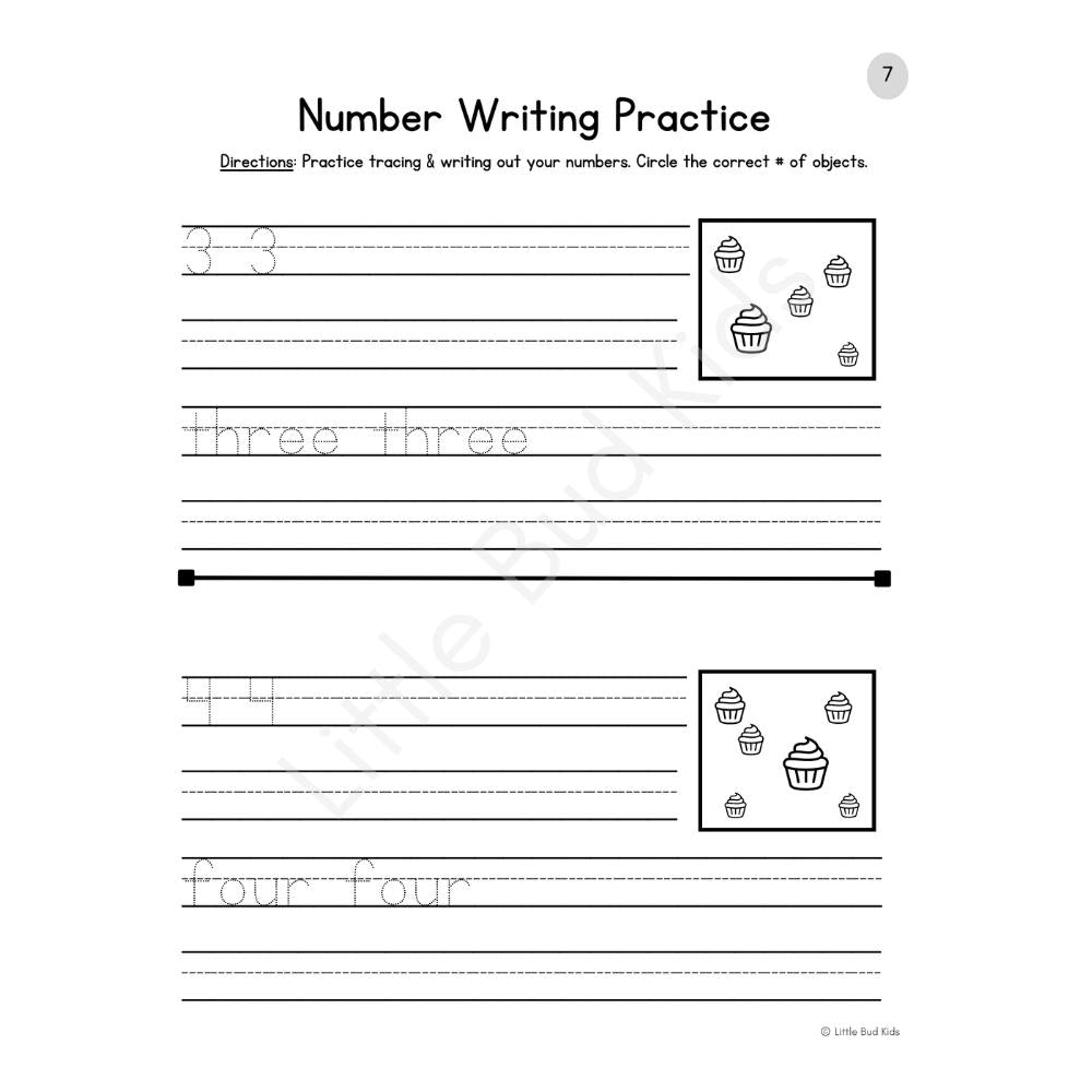 Beginning Math & Ten Frame Math Worksheets, Kindergarten Math Addition & Subtraction Worksheets by Little Bud Kids