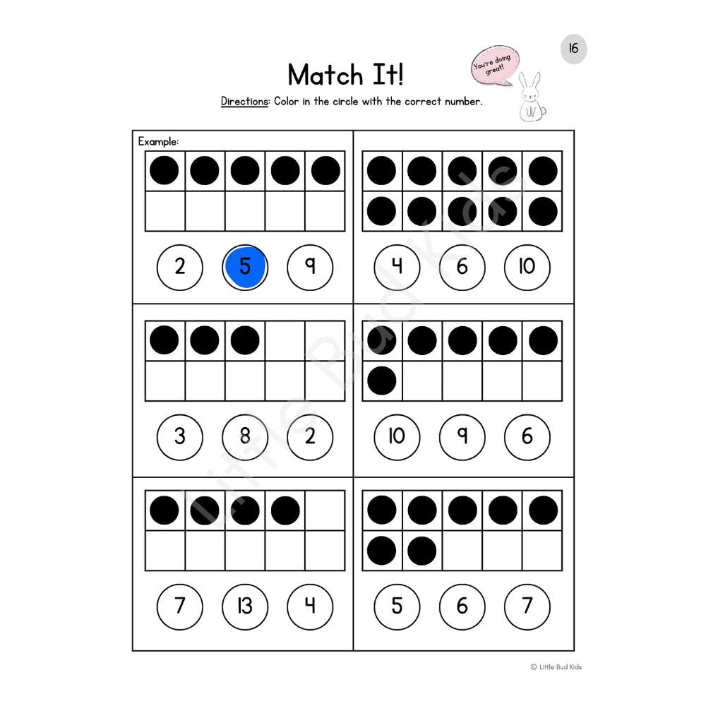Beginning Math & Ten Frame Math Worksheets, Kindergarten Math Addition & Subtraction Worksheets by Little Bud Kids