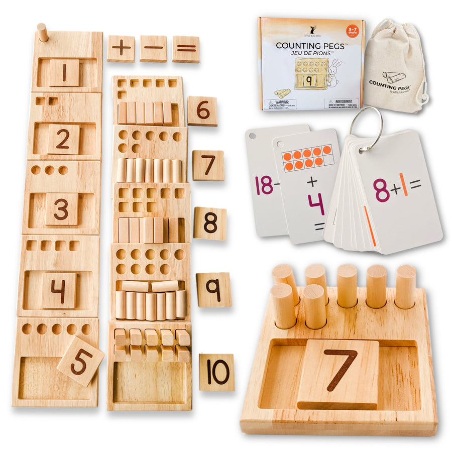 Little Bud Kids Counting Pegs Montessori Math Toy Set for Kindergarten math - A Number Toy for Toddlers, Preschoolers, & Kindergarteners