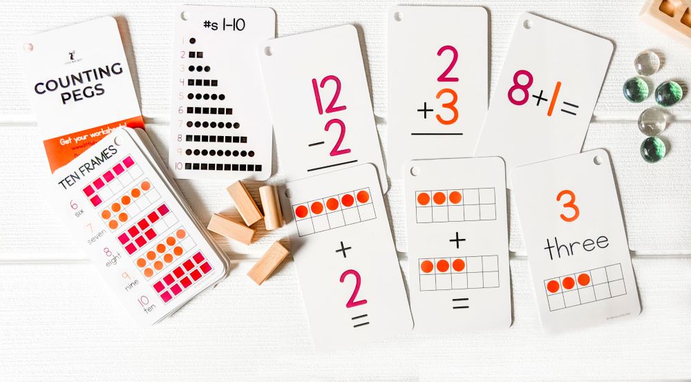 Addition & Subtraction Flashcards and Ten Frame Math Cards by Little Bud Kids
