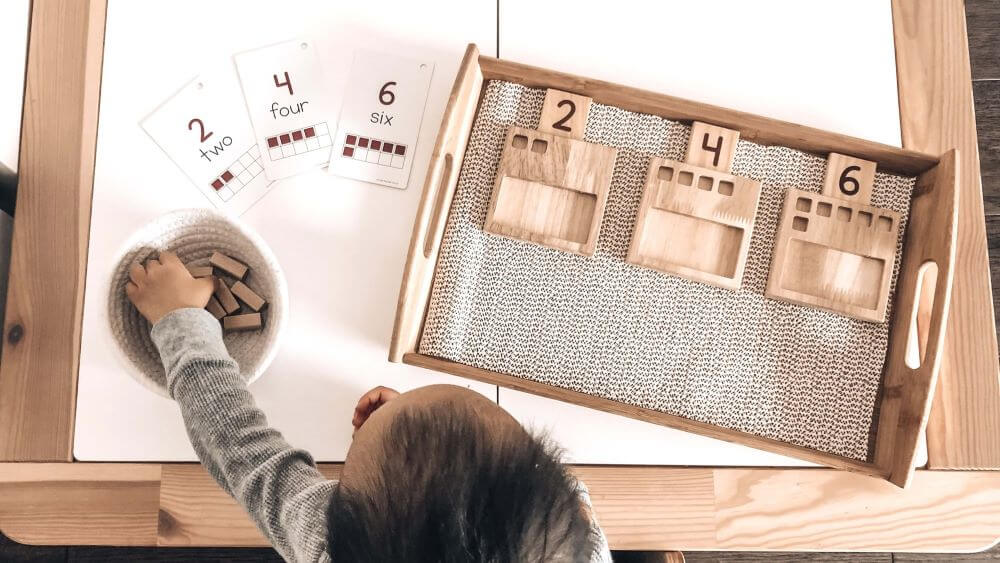 Little Bud Kids Counting Pegs - Boy playing with math game and even numbers