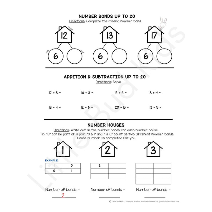 Little Bud Kids Number Bonds & Math Facts Free Sampler Set 