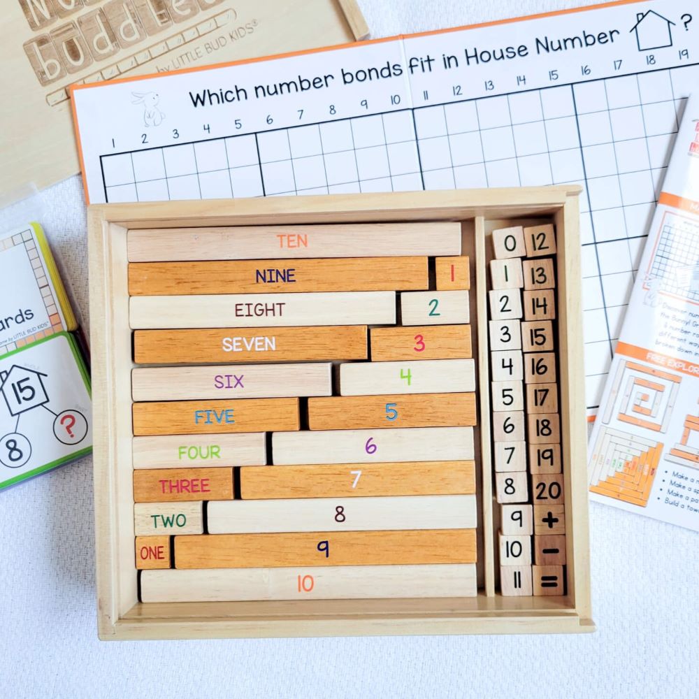 Little Bud Kids House of Number Buddies Number Bonds Wooden Rods Math Toy