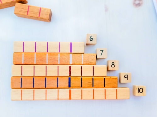 Number rods with lines, Montessori rods, Cuisenaire rods
