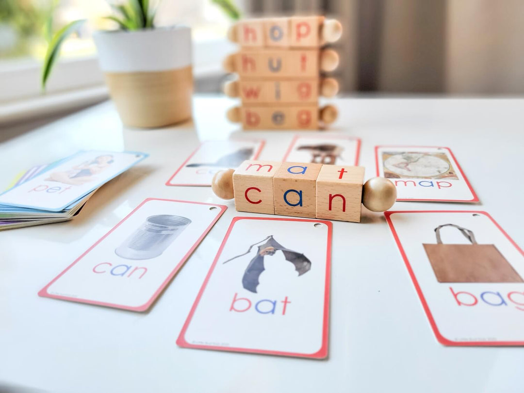 Spin-and-Read Blocks CVC Phonics Blocks with CVC Flashcards