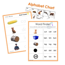 Load image into Gallery viewer, CVC (Consonant-Vowel-Consonant) Practice Worksheet Set DOWNLOAD - 25 pages - Little Bud Kids
