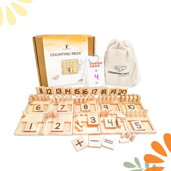 Little Bud Kids Counting Pegs Montessori Math Toy Set for Kindergarten math - A Number Toy for Toddlers, Preschoolers, & Kindergarteners
