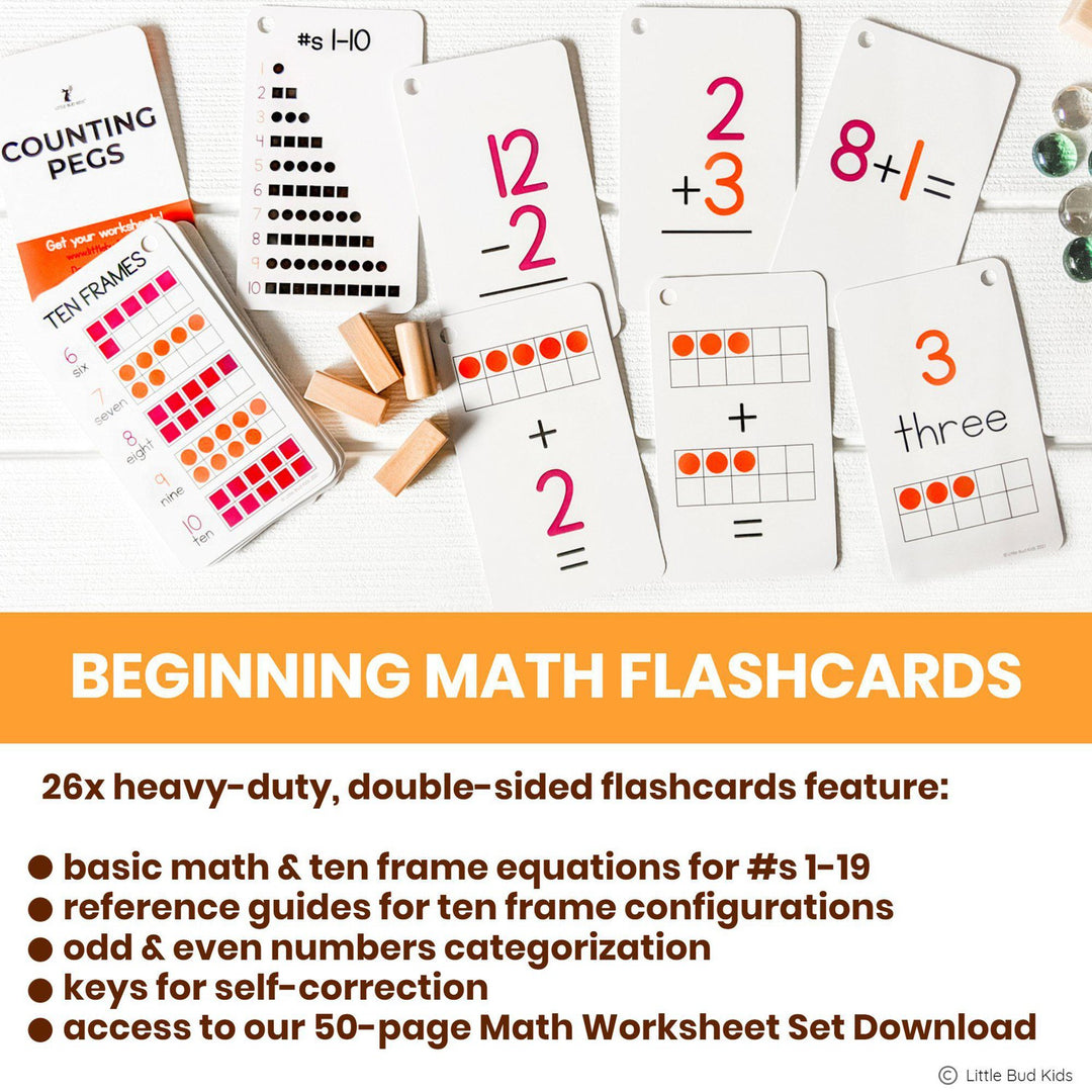 Ten Frame Kindergarten Math Flashcards with Hundreds Chart Math Guides